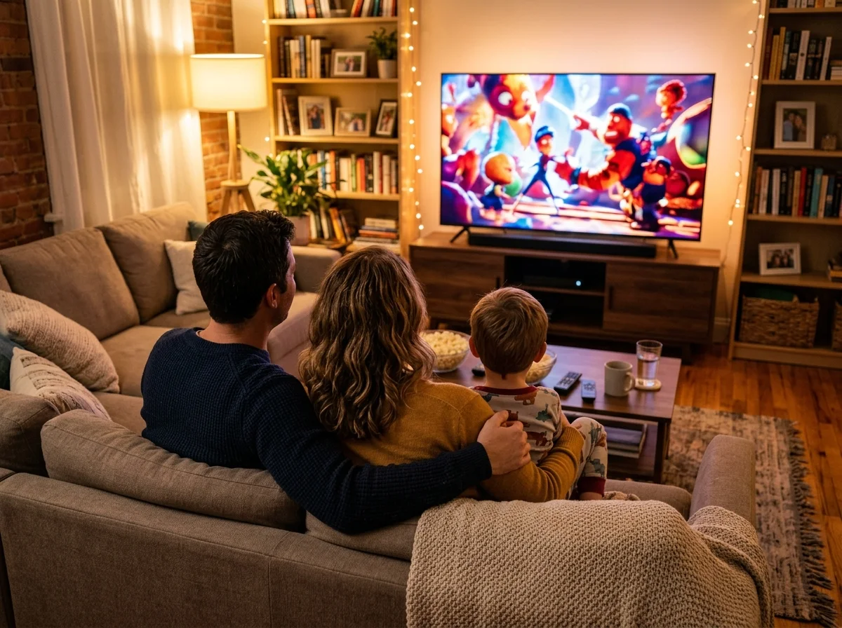 Familia viendo televisión